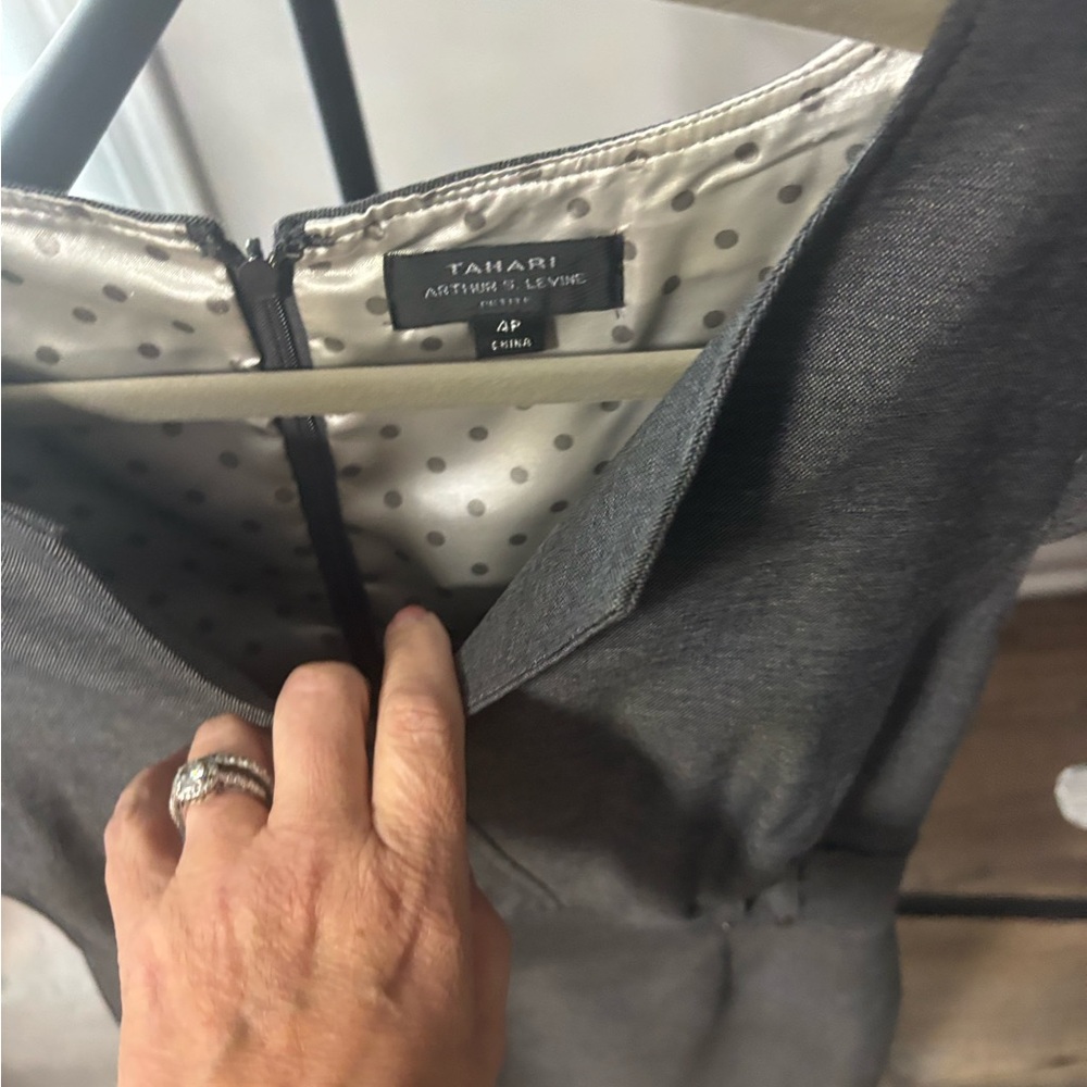 Tahari Charcoal Sleeveless Dress